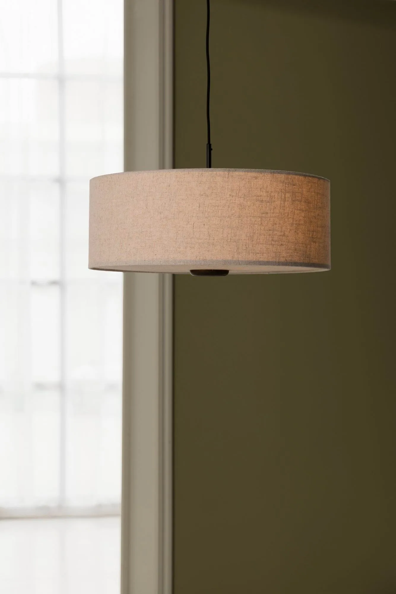 Bosco pendel, Beige, brunbejdset eg, Ø55 cm Globen Lighting