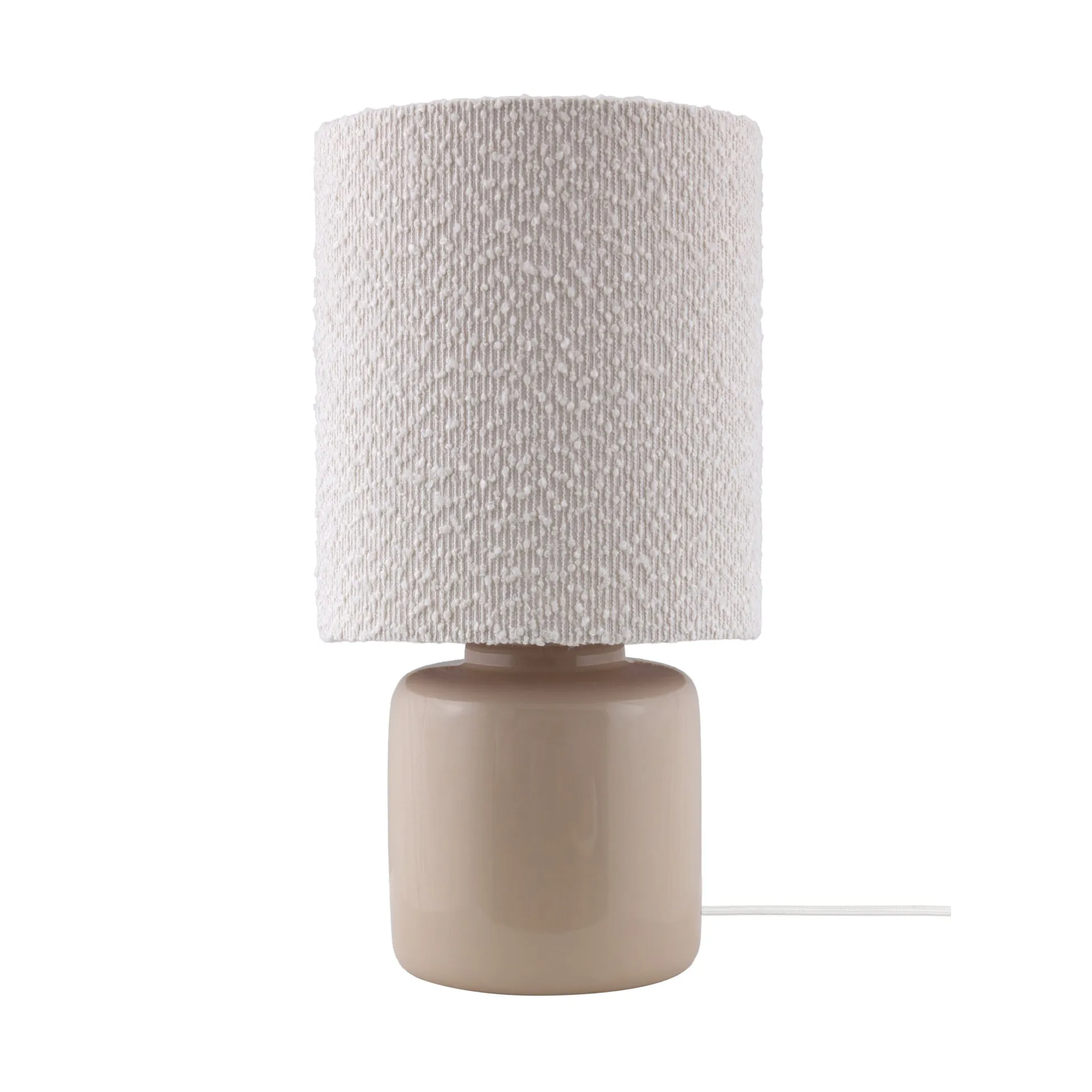 Florian bordlampe, Hvid bouclé/beige, Ø20x39 cm Globen Lighting