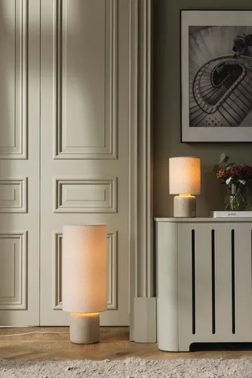 Florian bordlampe - Hvid bouclé/beige, Ø20x39 cm - Globen Lighting