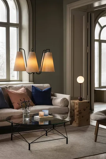 Lou pendel  - 5, hvid bouclé-sort, 67x67 cm - Globen Lighting