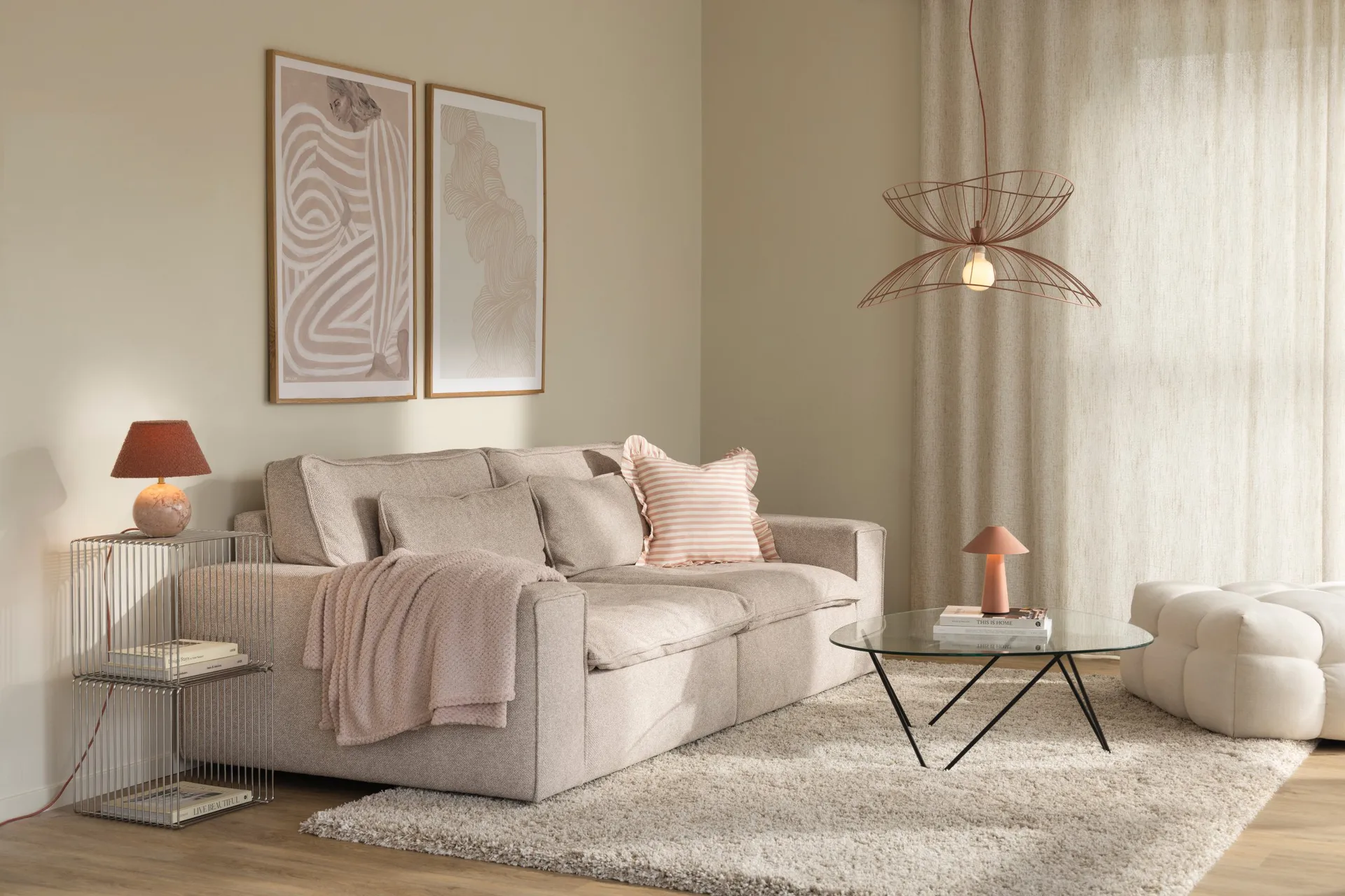 Ray loftslampe Ø70 cm, Støvetrosa Globen Lighting