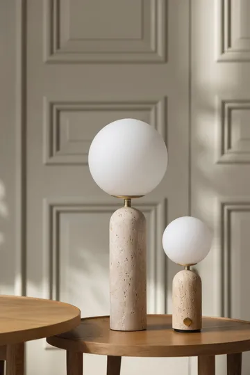 Torrano bordlampe bærbar - Beige travertine, 27,5 cm - Globen Lighting