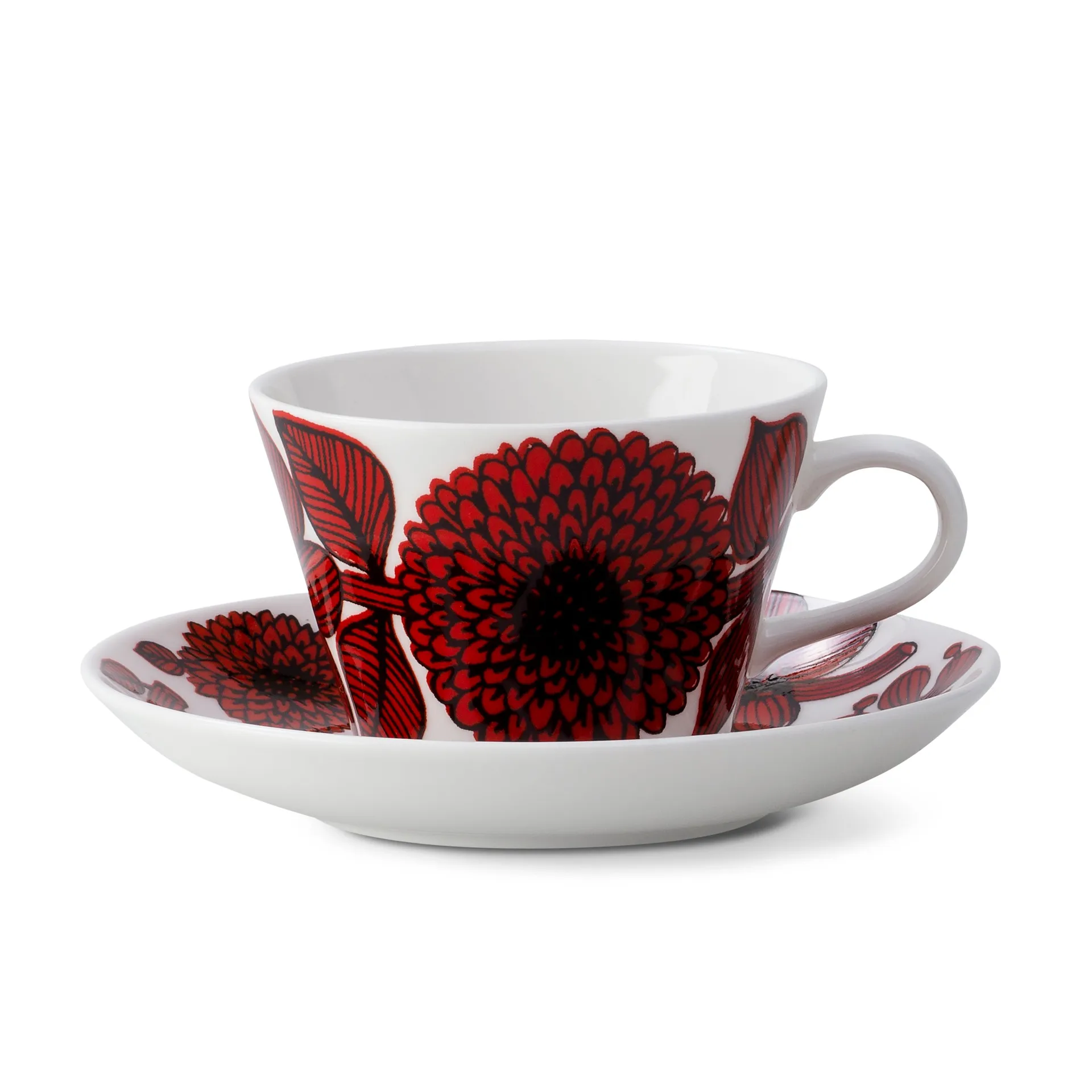 Gustafsbergs Porslinsfabrik Röd Aster kaffekop og underkop kaffekop og underkop