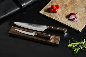 Damascus By Hâws kokke- & universalknivsæt 2-dele - Wengé - Hâws