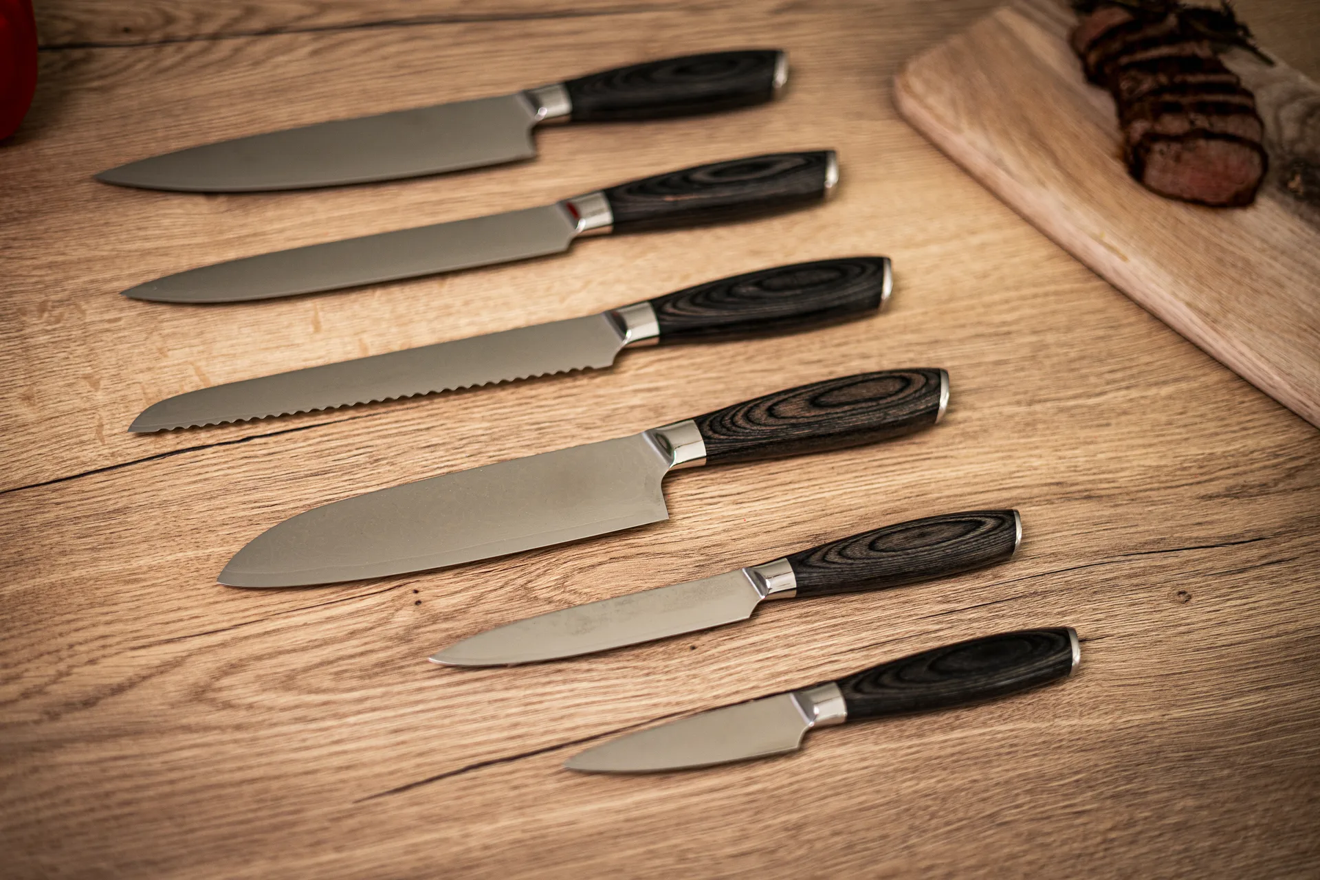 Damask knivsæt 6-dele, Brun-rustfrit stål Hâws