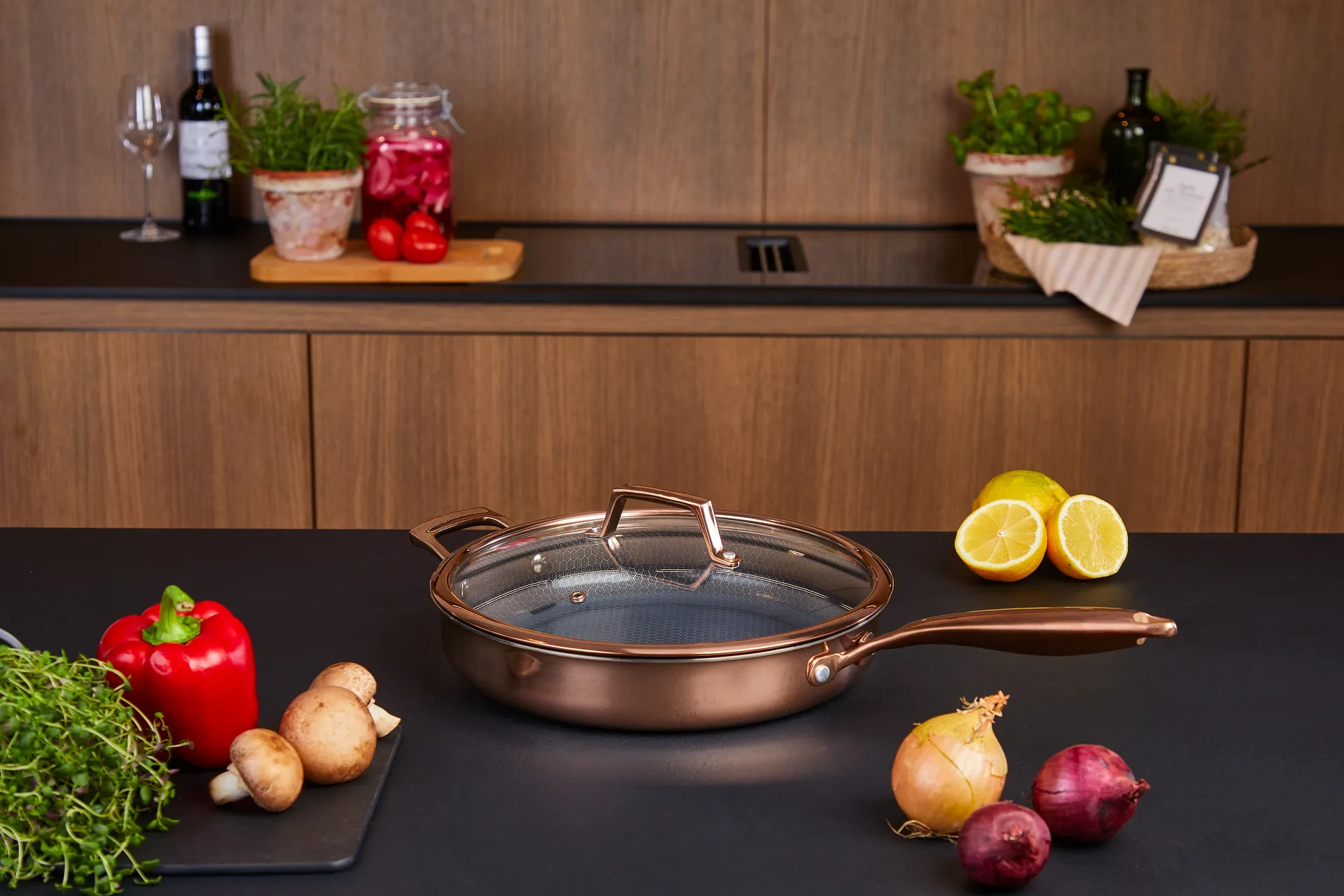 Hâws Santo traktørpande med låg hybrid coating, Rose Gold Hâws