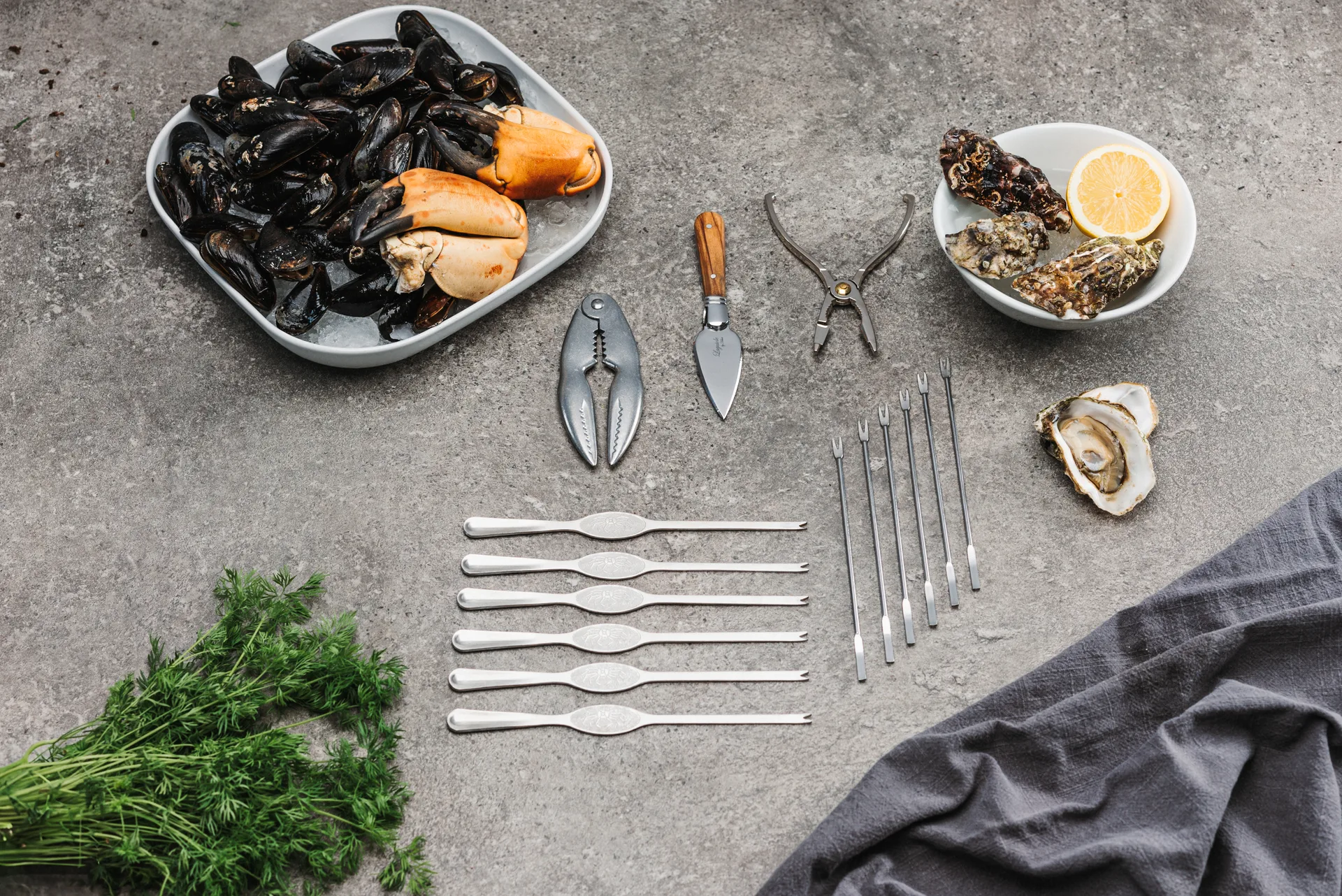 Laguiole by Hâws skaldyrsæt 15-dele, Olivtræ-rustfrit stål Hâws