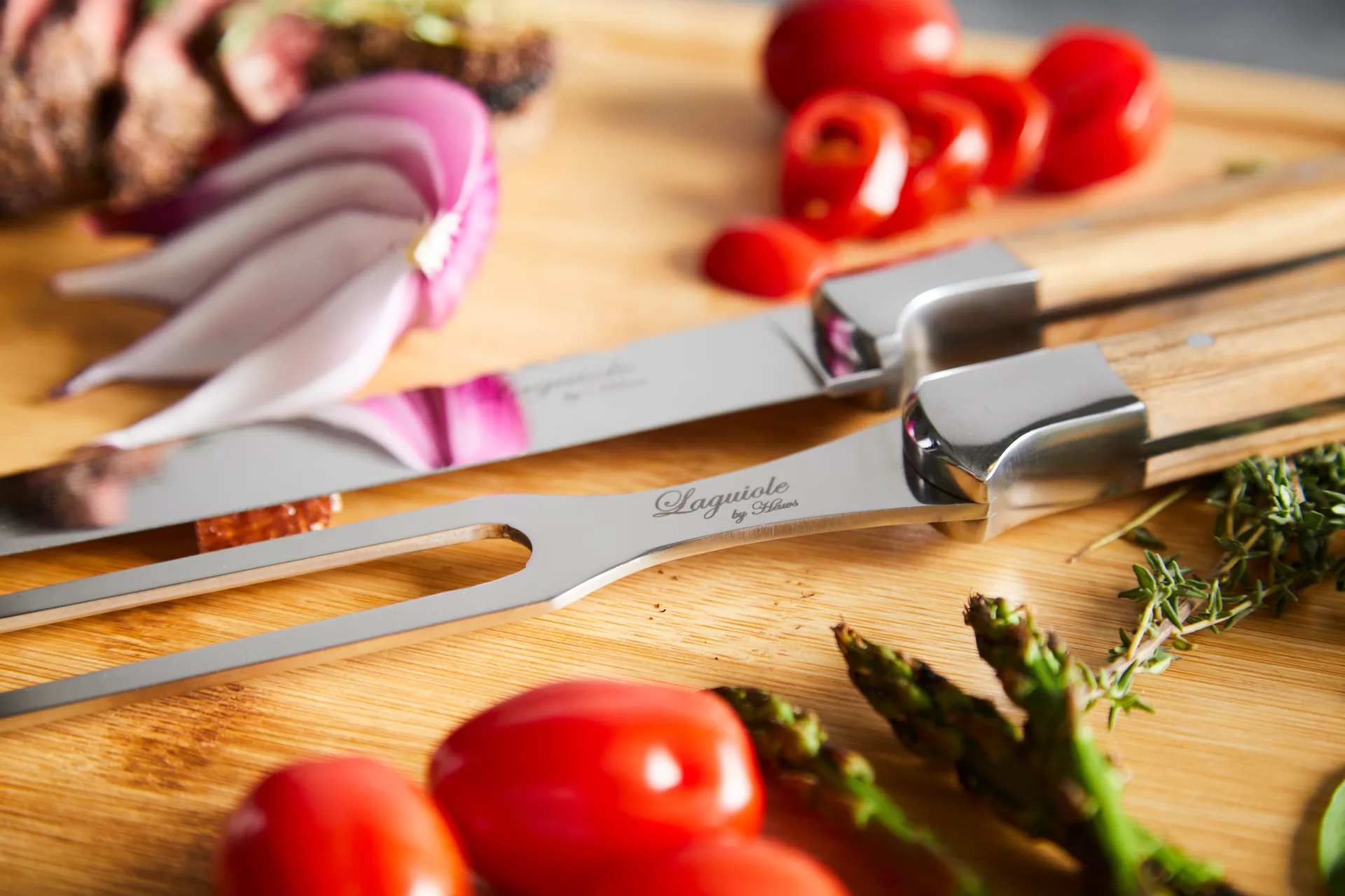 Laguiole By Hâws tranchersæt med skærebræt 3-dele, Olive Hâws