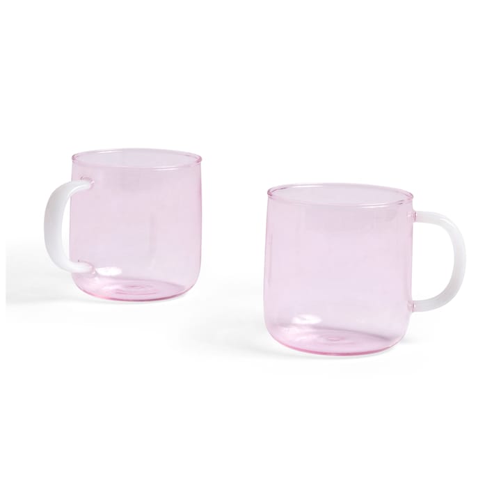 Borosilicate krus 2-pak, Pink/White HAY