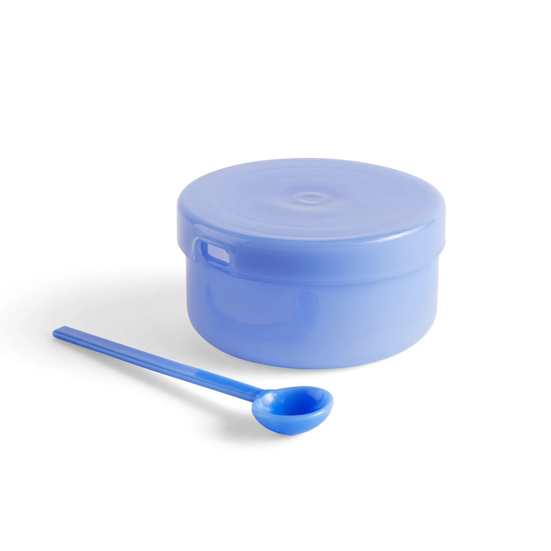 Borosilicate skål med låg og ske, Jade light blue HAY