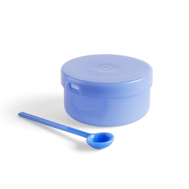 Borosilicate skål med låg og ske, Jade light blue HAY