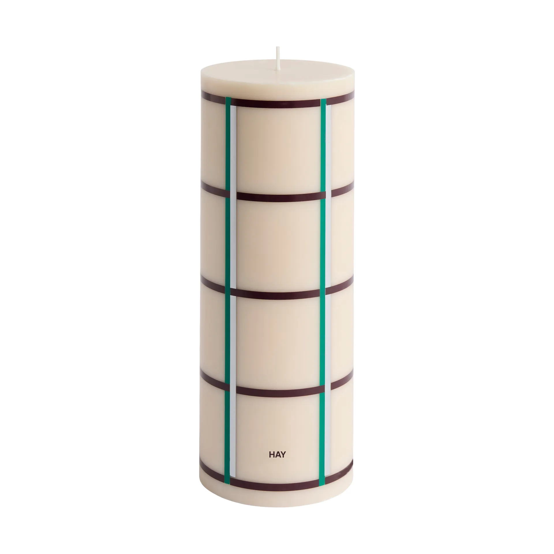 Column Candle bloklys large 25 cm, Off white-green bordeaux-silver HAY