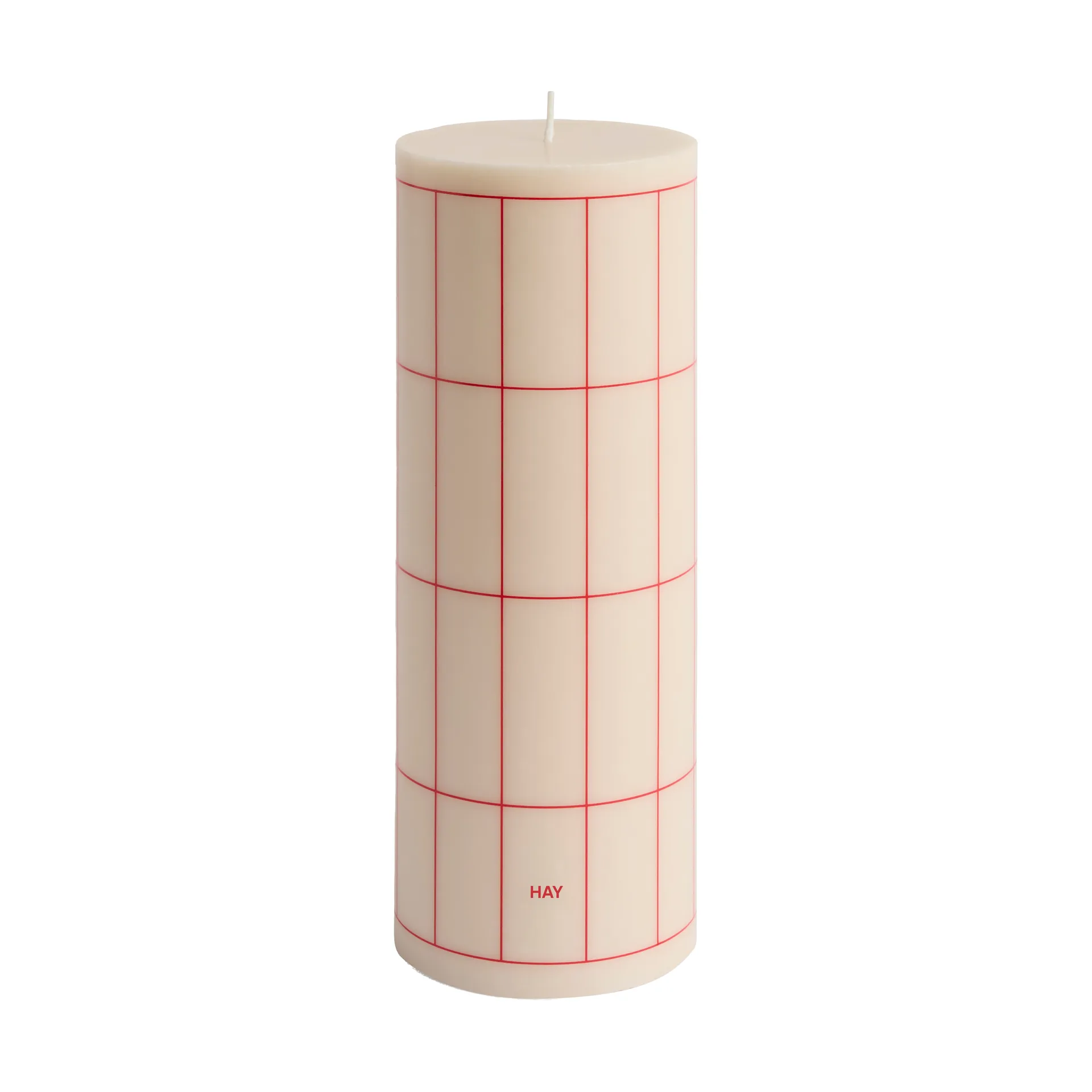 Column Candle bloklys large 25 cm, Off white-red grid check HAY