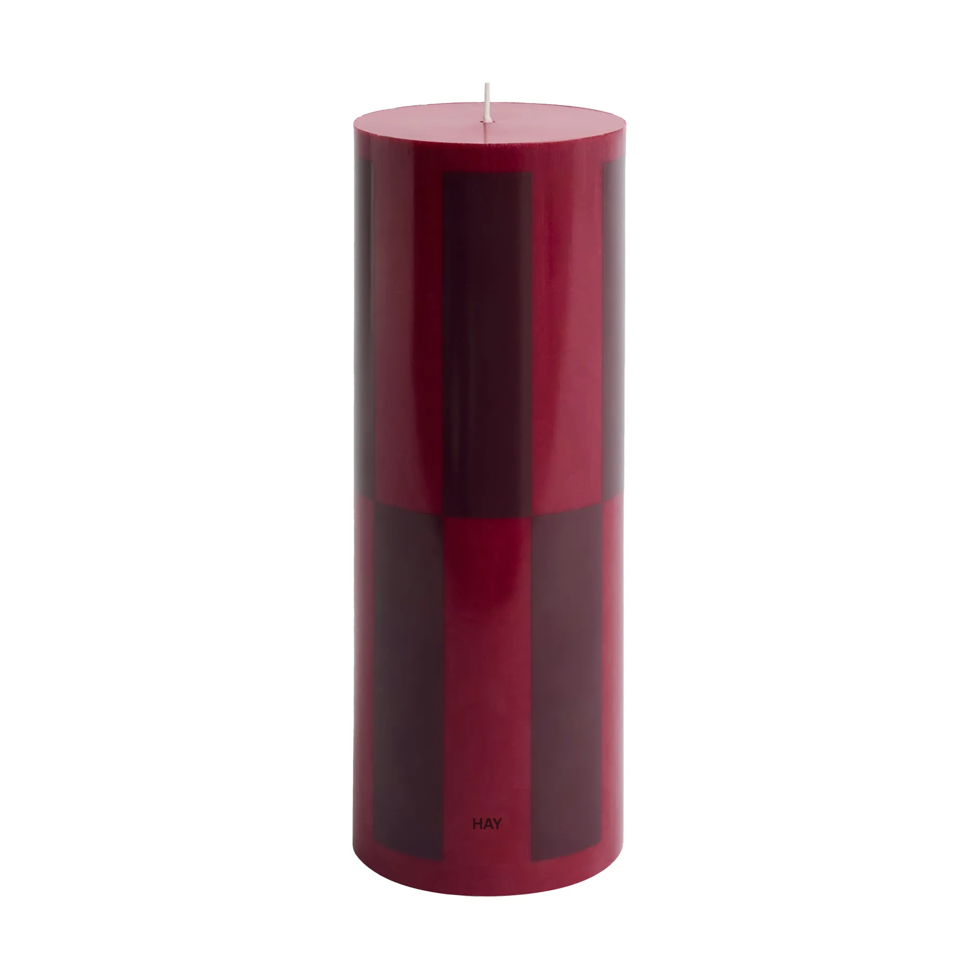Column Candle bloklys large 25 cm, Wine-bordeaux large check HAY