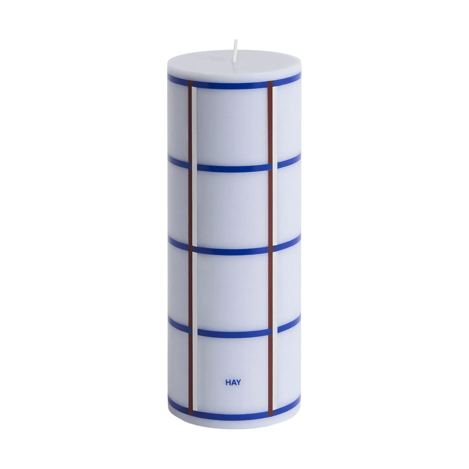 Column Candle bloklys medium 20 cm, Light blue, blue, bordeaux and silver HAY