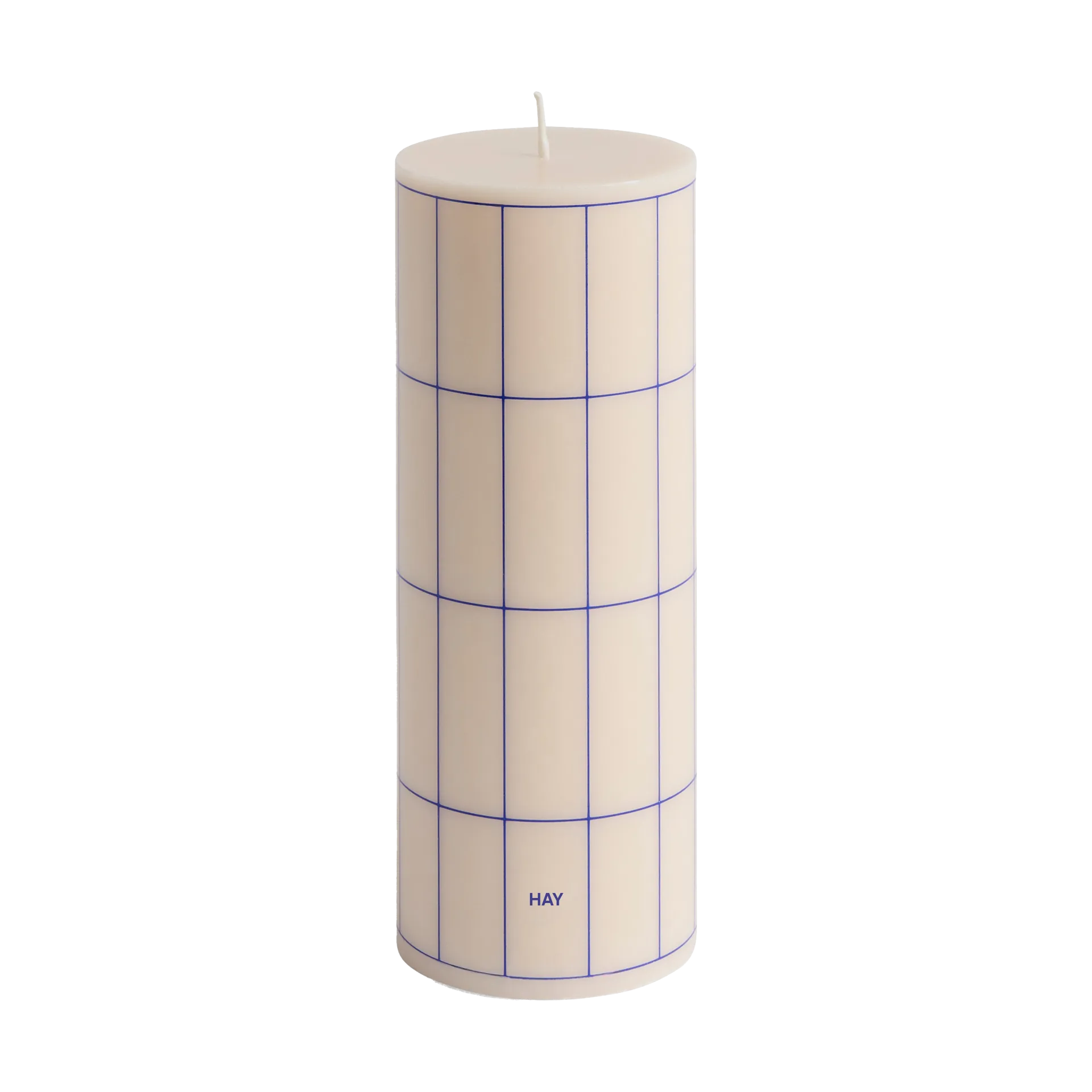 Column Candle bloklys medium 20 cm, Off white-blue grid check HAY