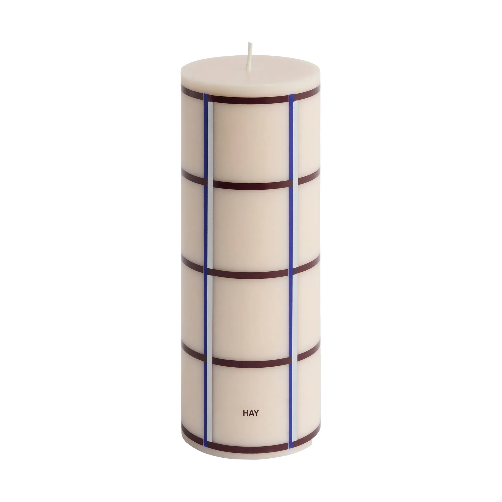 Column Candle bloklys medium 20 cm, Off white-bordeaux-blue-silver HAY