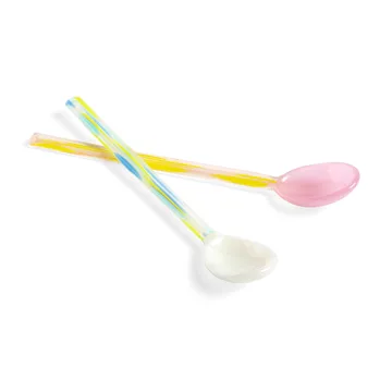 Flat glasske 2-pak - Light pink/White - HAY