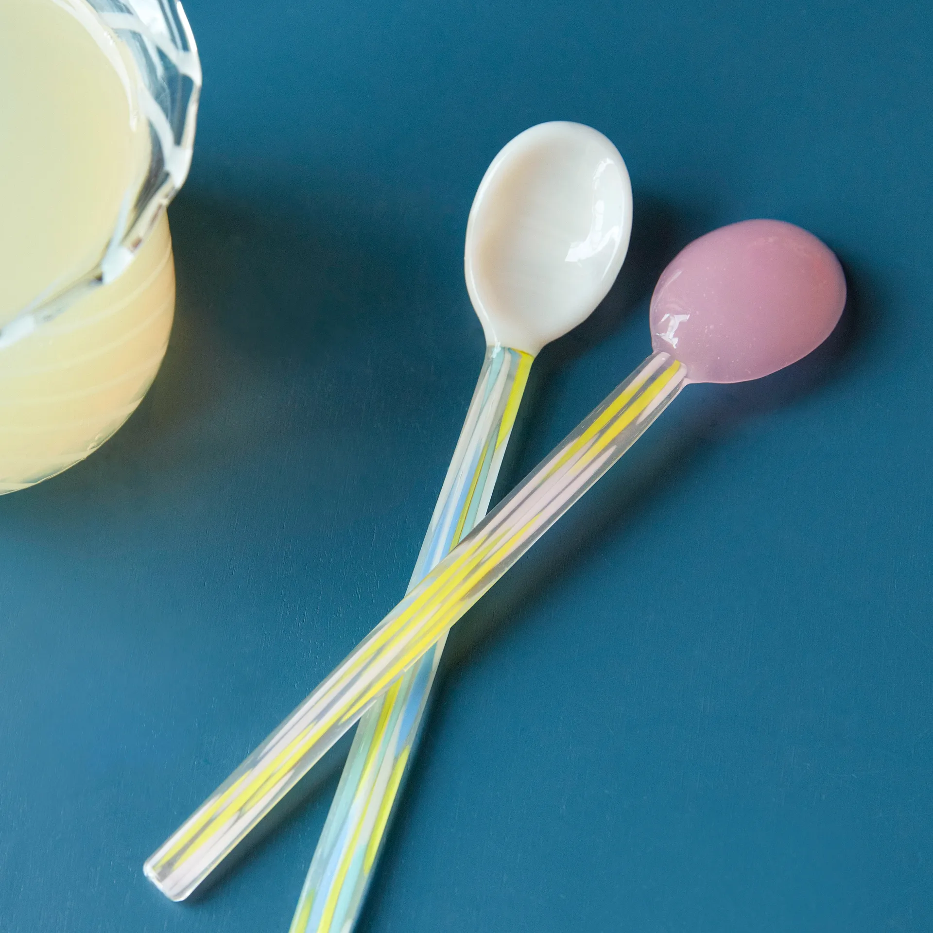 Flat glasske 2-pak, Light pink/White HAY