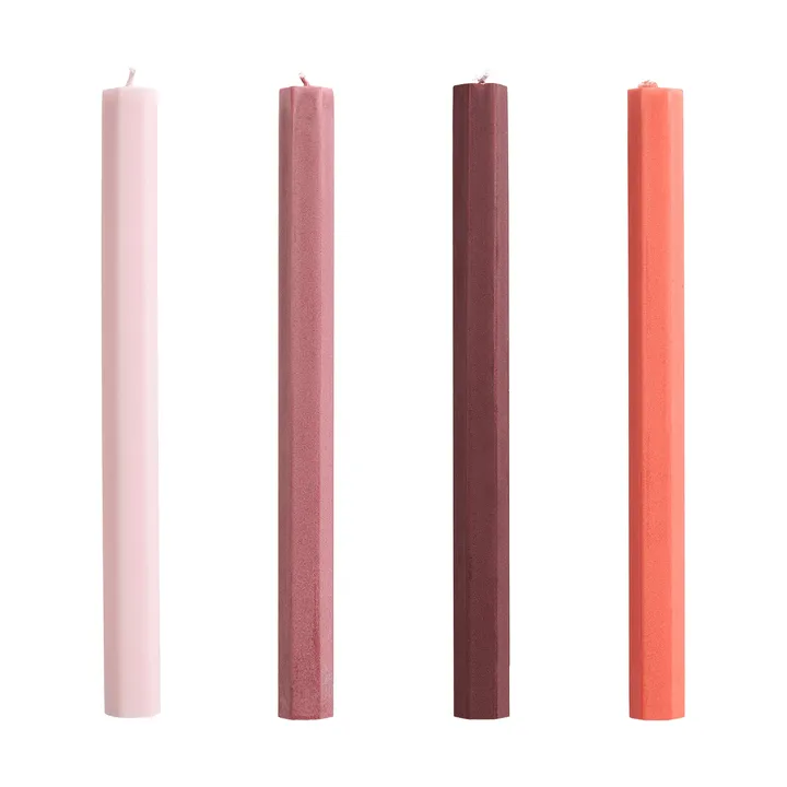 Hexagon Candle lys mix 4-pak - Berry - HAY