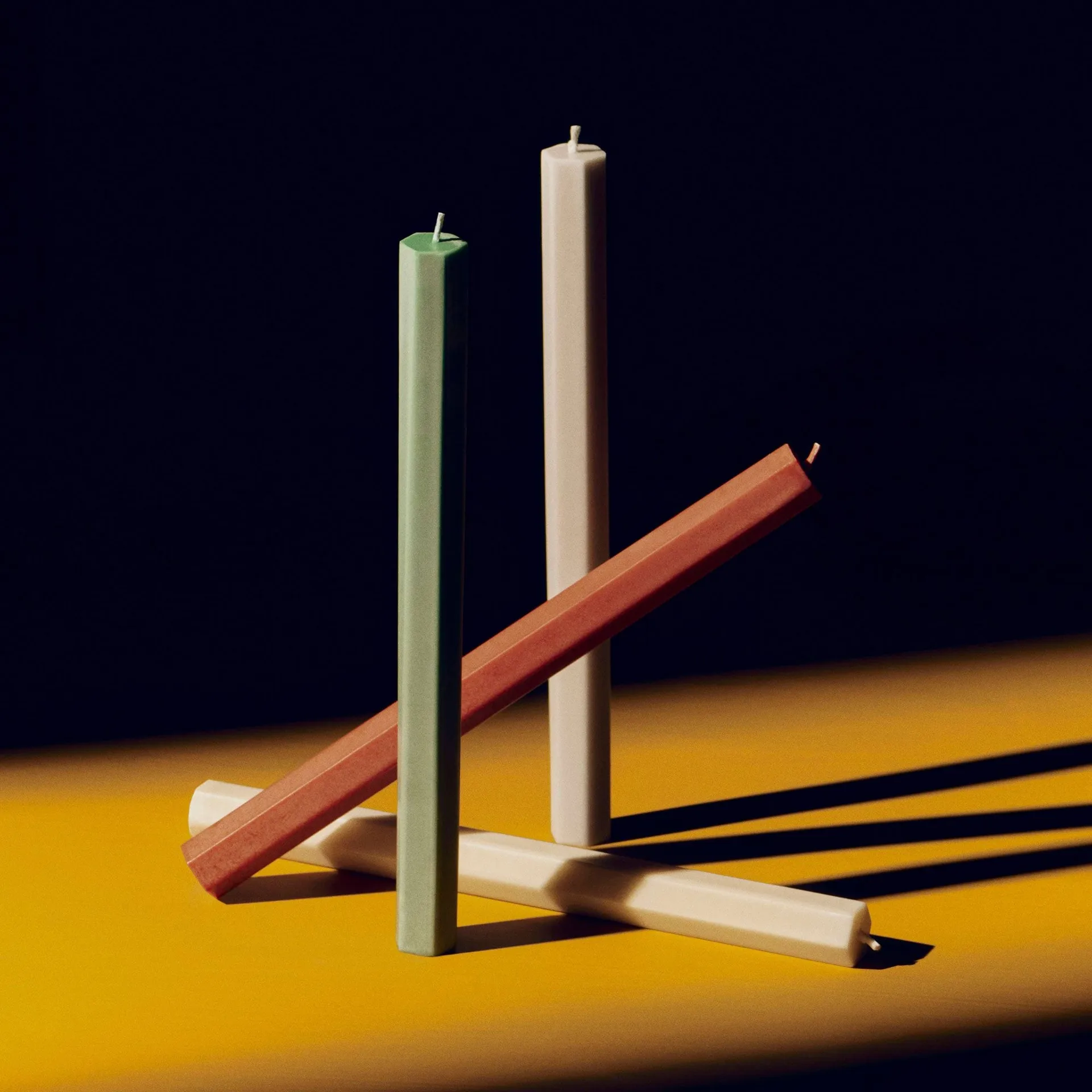 Hexagon Candle lys mix 4-pak, Forest HAY
