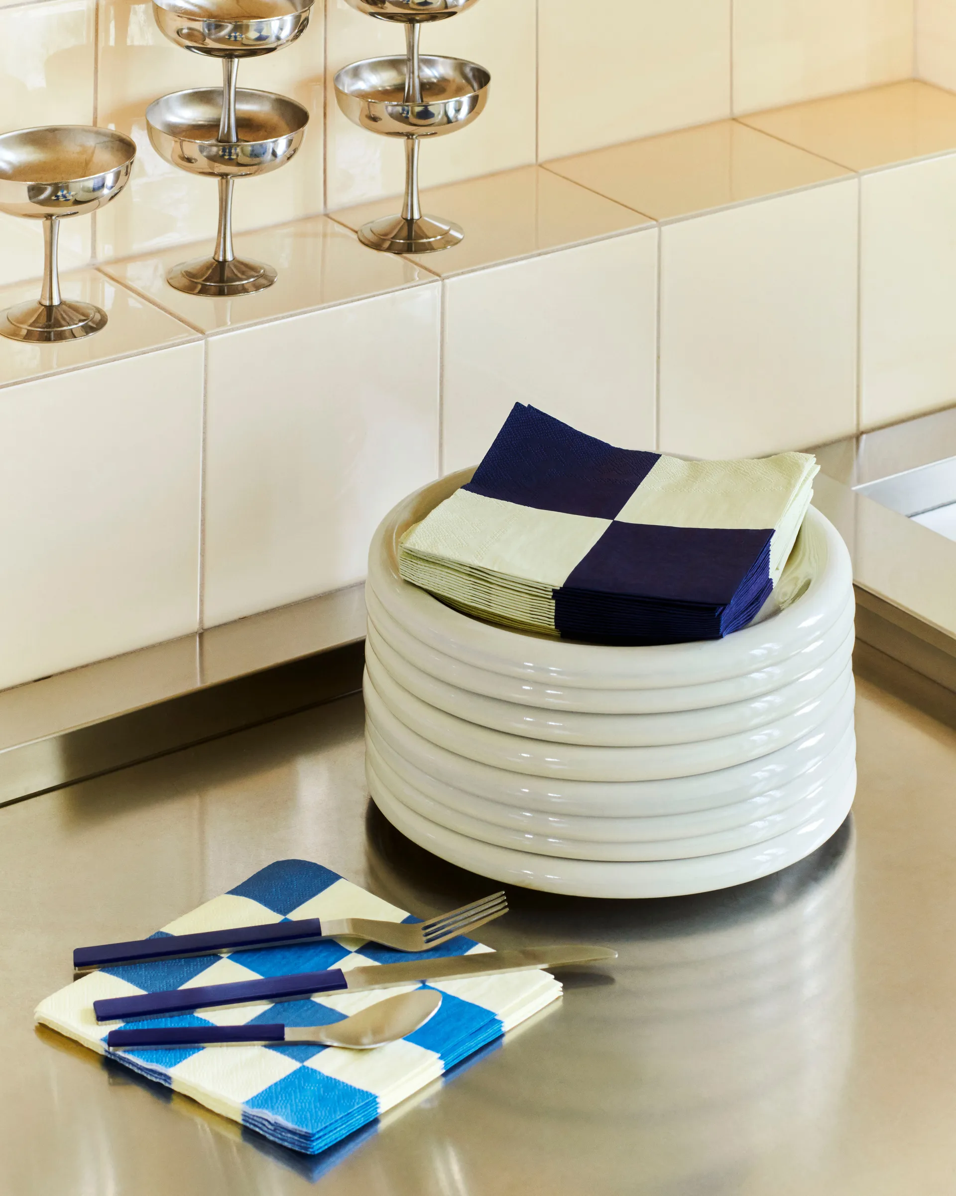 Pattern Dinner Check servietter 40x40 cm 20-pak, Off white-blues M HAY