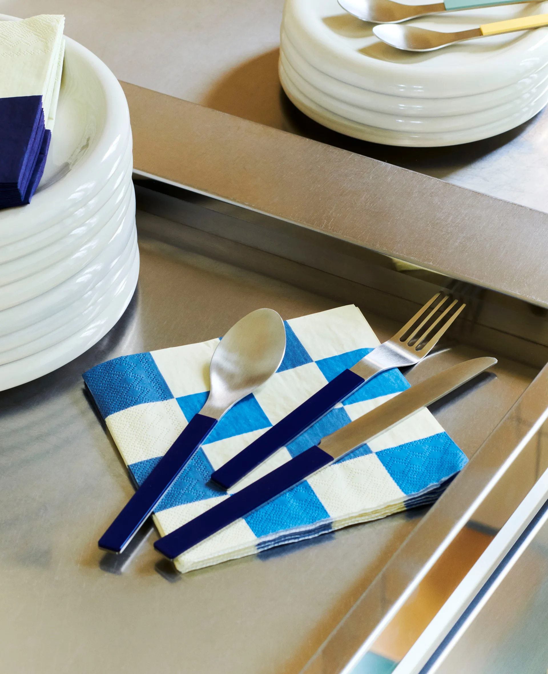 Pattern Lunch Check servietter 33x33 cm 20-pak, Off white-blue M HAY