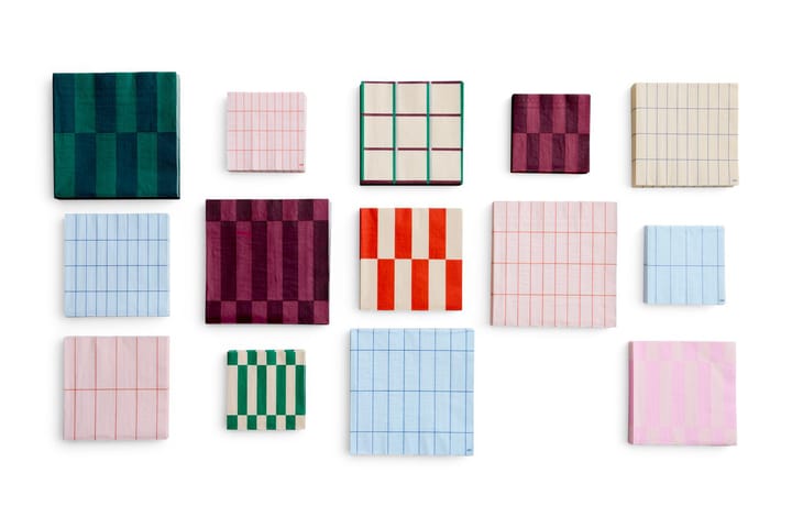 Pattern Lunch serviet 33x33 cm 20-pak, Off white-silver-green braid check HAY