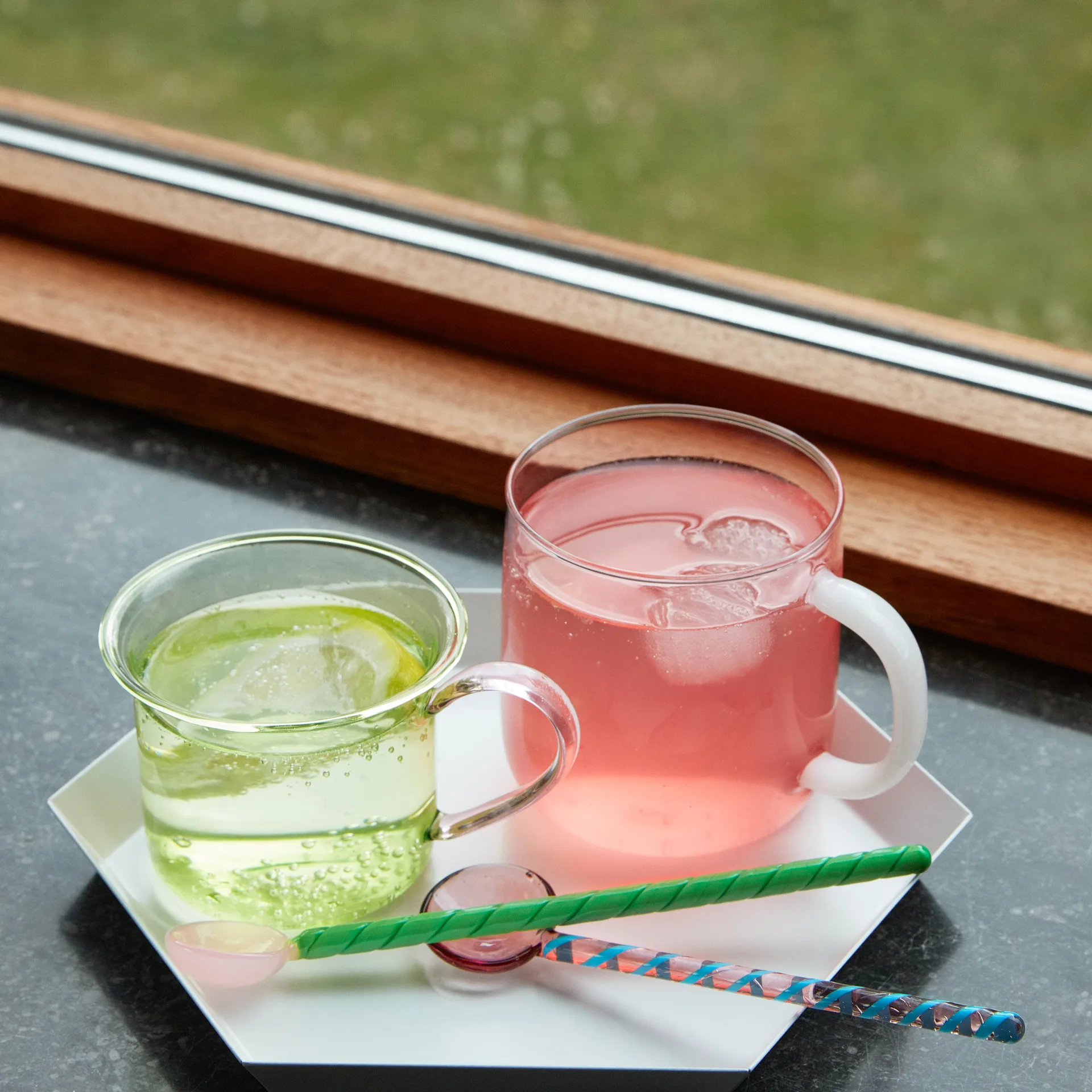 Round glasske 2-pak, Aubergine/Light pink HAY