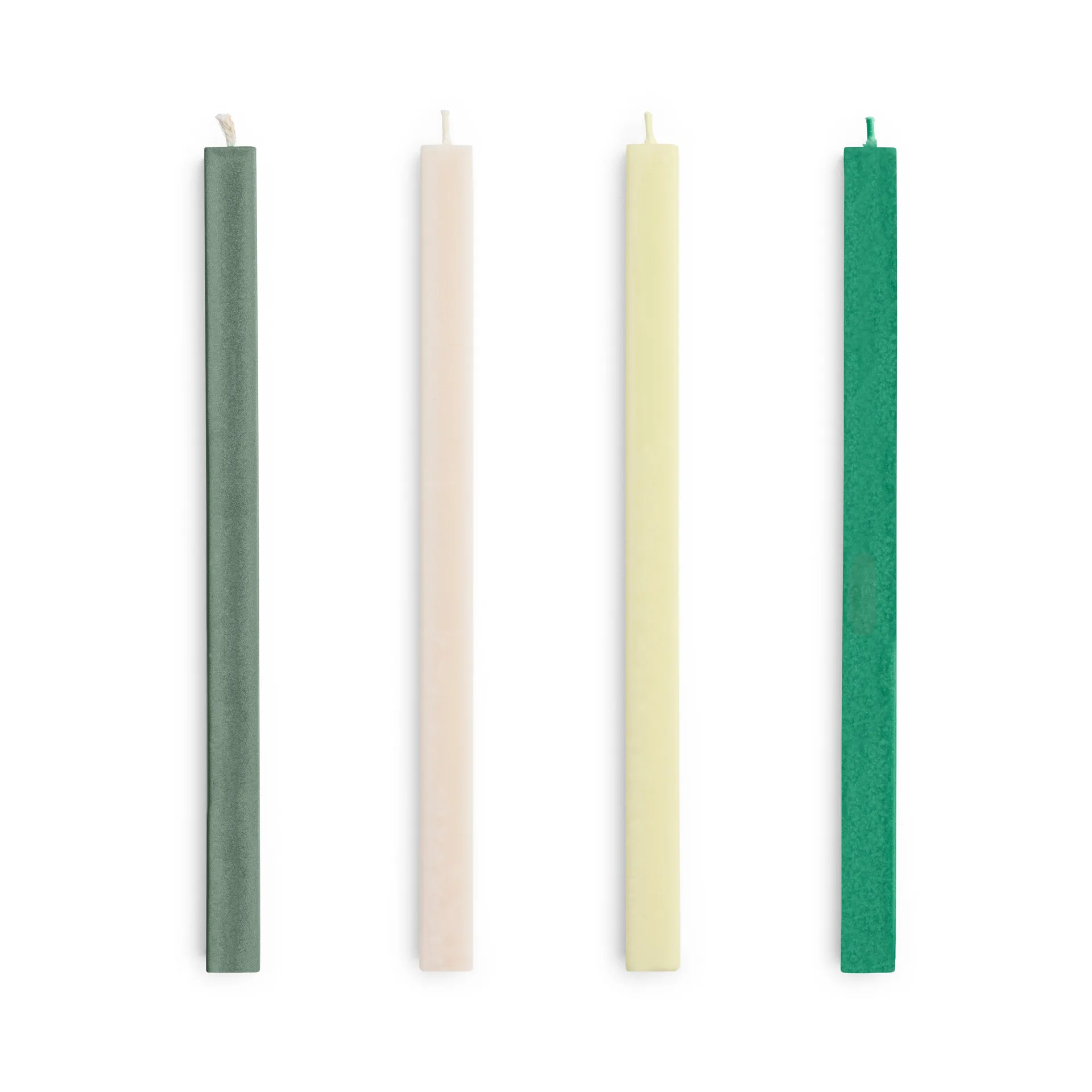 Square Candle lys mix 4-pak, Greens-whites HAY