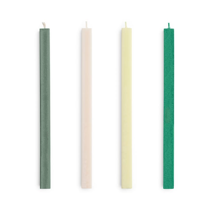 Square Candle lys mix 4-pak - Greens-whites - HAY