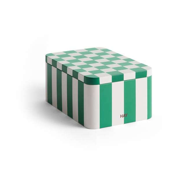 Tin Container opbevaringskrukke small - Green-off white - HAY