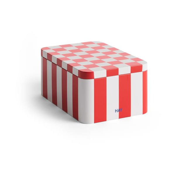 Tin Container opbevaringskrukke small - Red-off white - HAY