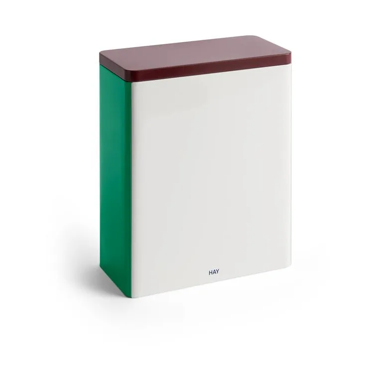 Tin Container opbevaringskrukke x-large, Off white-burgundy-green HAY