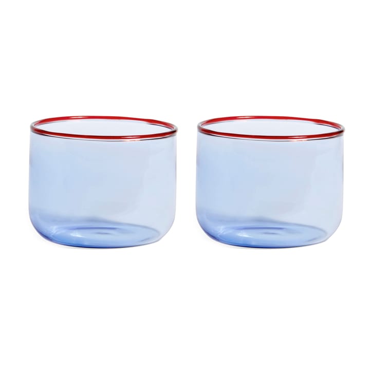 Tint glas 20 cl 2-pak, Lyseblå/Rød kant HAY