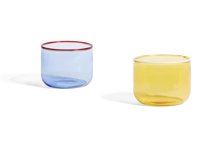 Tint glas 20 cl 2-pak, Lyseblå/Rød kant HAY
