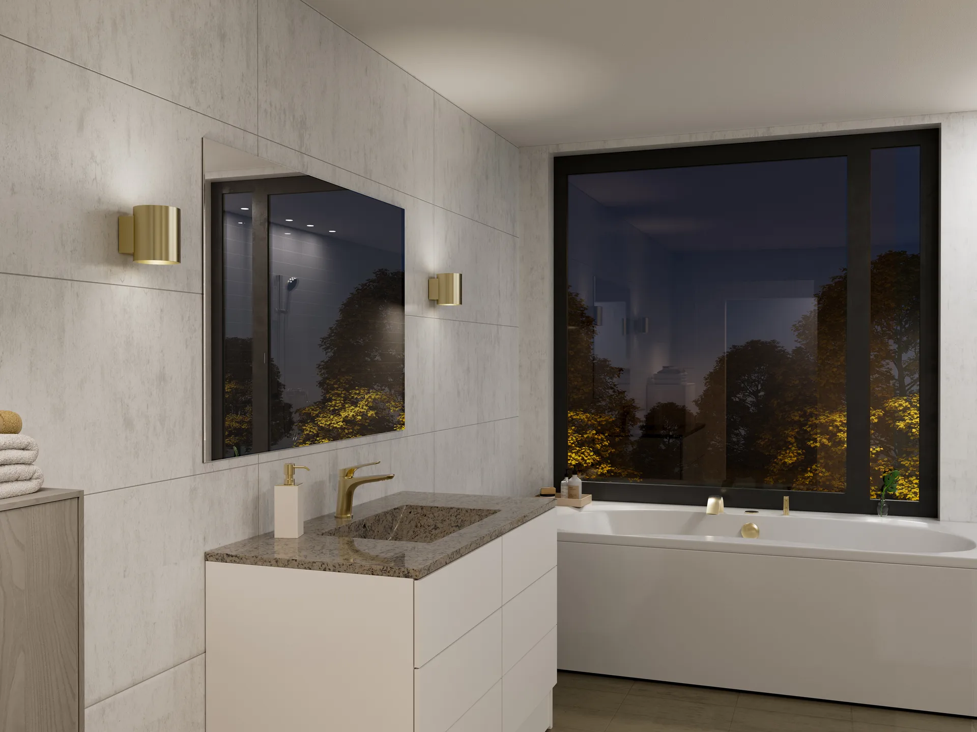 Evoke væglampe small, Satin brass Herstal