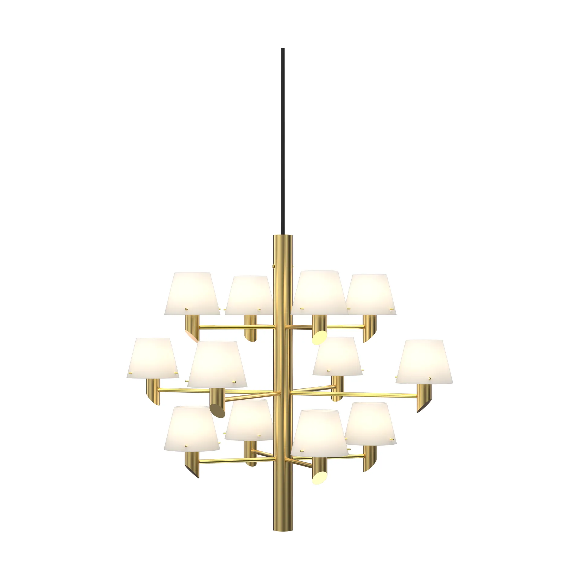 Gil krone 12 lysekrone, Satin brass-opal glas Herstal
