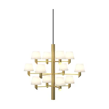 Gil krone 12 lysekrone - Satin brass-opal glas - Herstal
