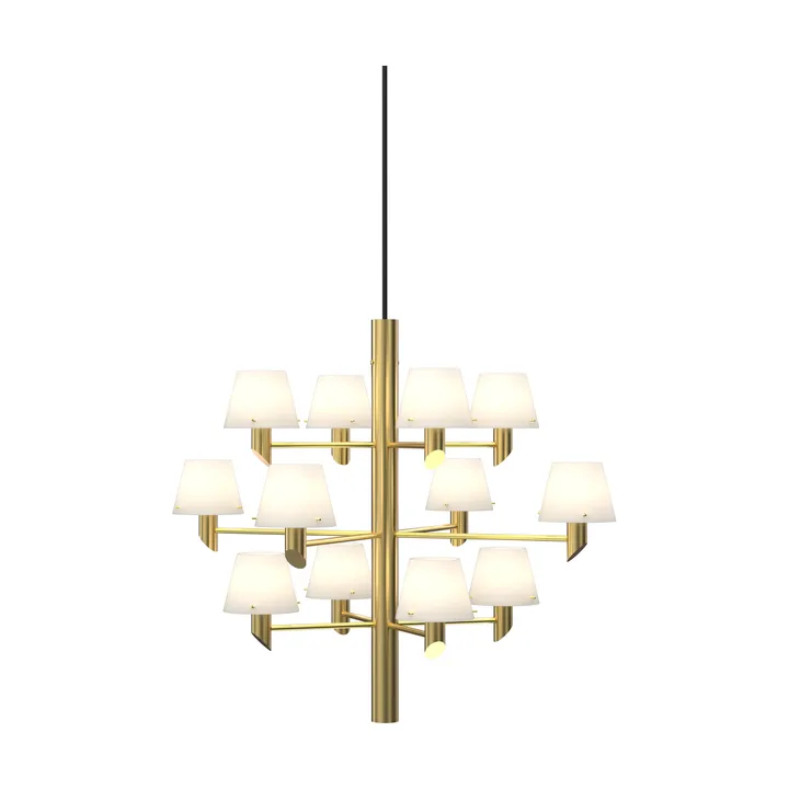 Gil krone 12 lysekrone - Satin brass-opal glas - Herstal