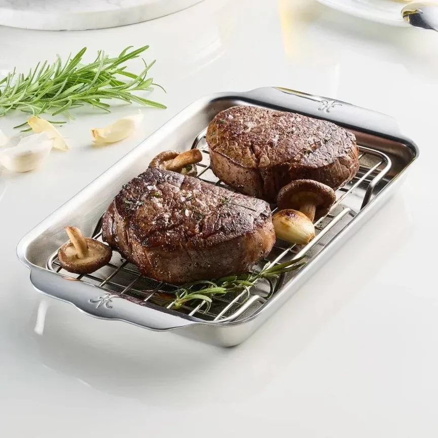 Hestan Ovenbond bageplade med afkølingsrist, Rustfrit stål, 16,8x28,8 cm Hestan