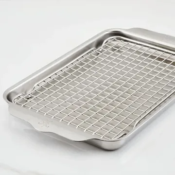 Hestan OvenBond kvadratpande med ovnriste - Rustfrit stål, 24x39 cm - Hestan