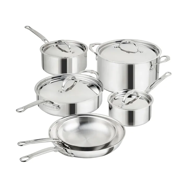 Hestan ProBond Luxe gryde- og stegepandesæt - Rustfrit stål, 10 dele - Hestan
