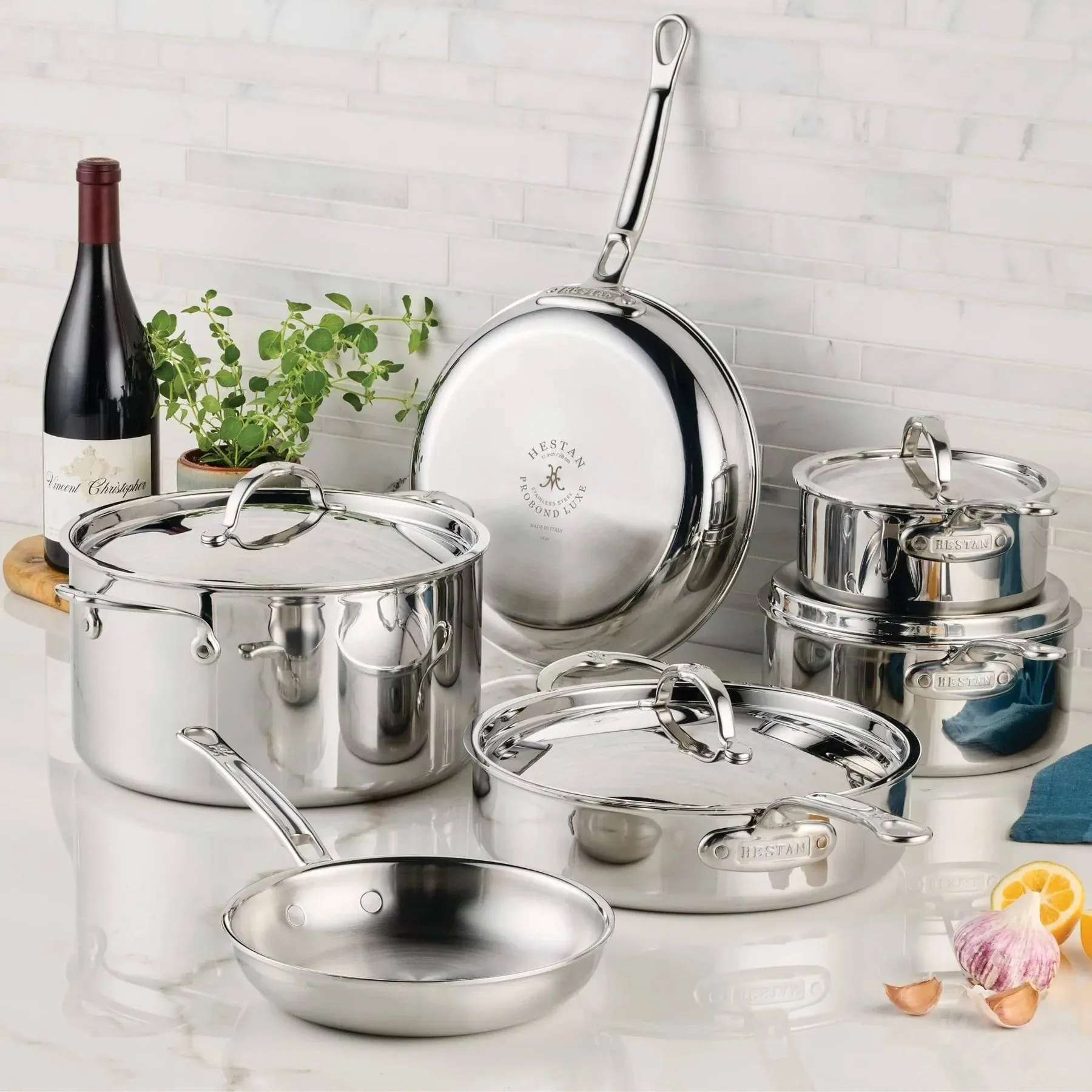 Hestan ProBond Luxe gryde- og stegepandesæt, Rustfrit stål, 10 dele Hestan