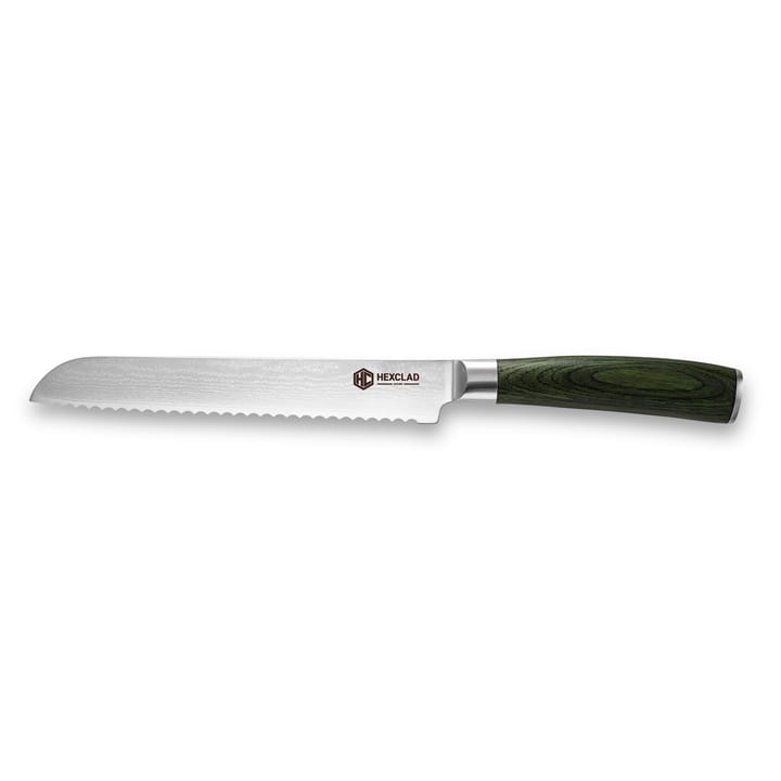 Hexclad brødkniv 67-lags Damaskus 20 cm, Grøn Hexclad