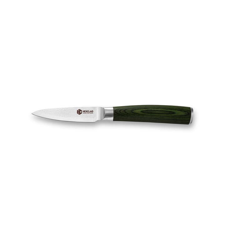 Hexclad grøntsagskniv 67-lags damaskus 9 cm, Grøn Hexclad