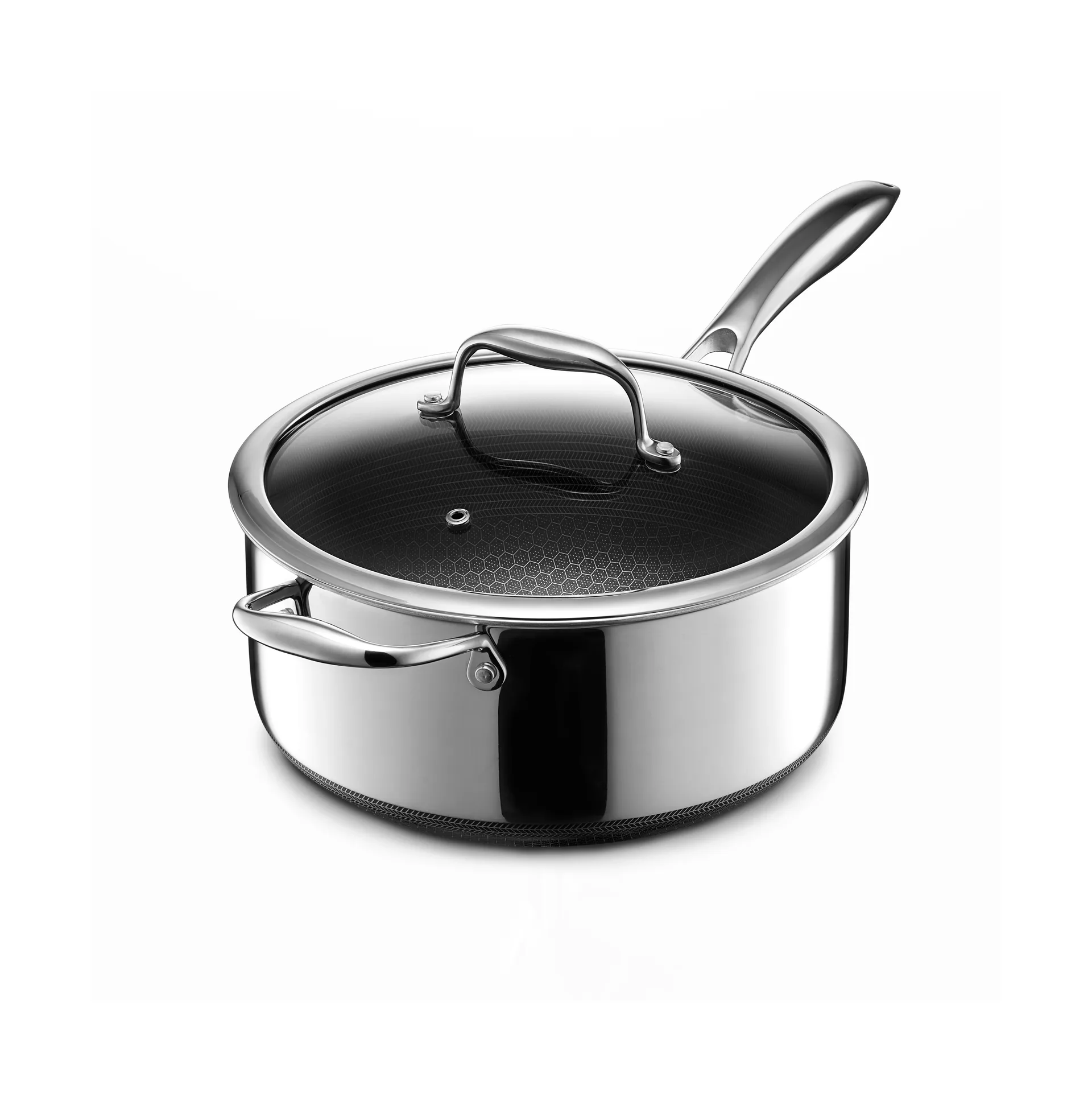 Hexclad hybrid gryde med låg 4,7 L, Sølv Hexclad