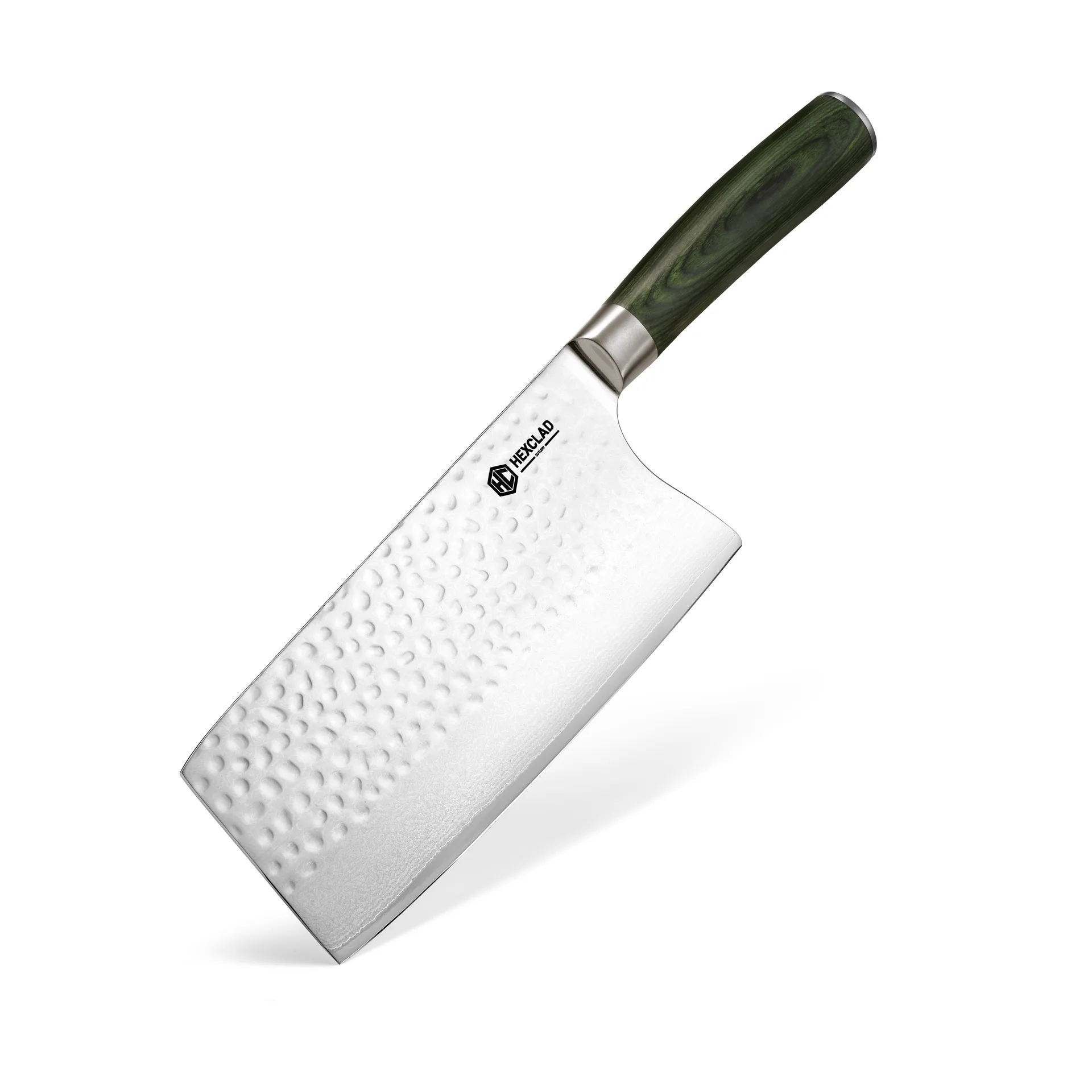 Hexclad kinesisk kokkekniv damaskus 18 cm, Sølv Hexclad