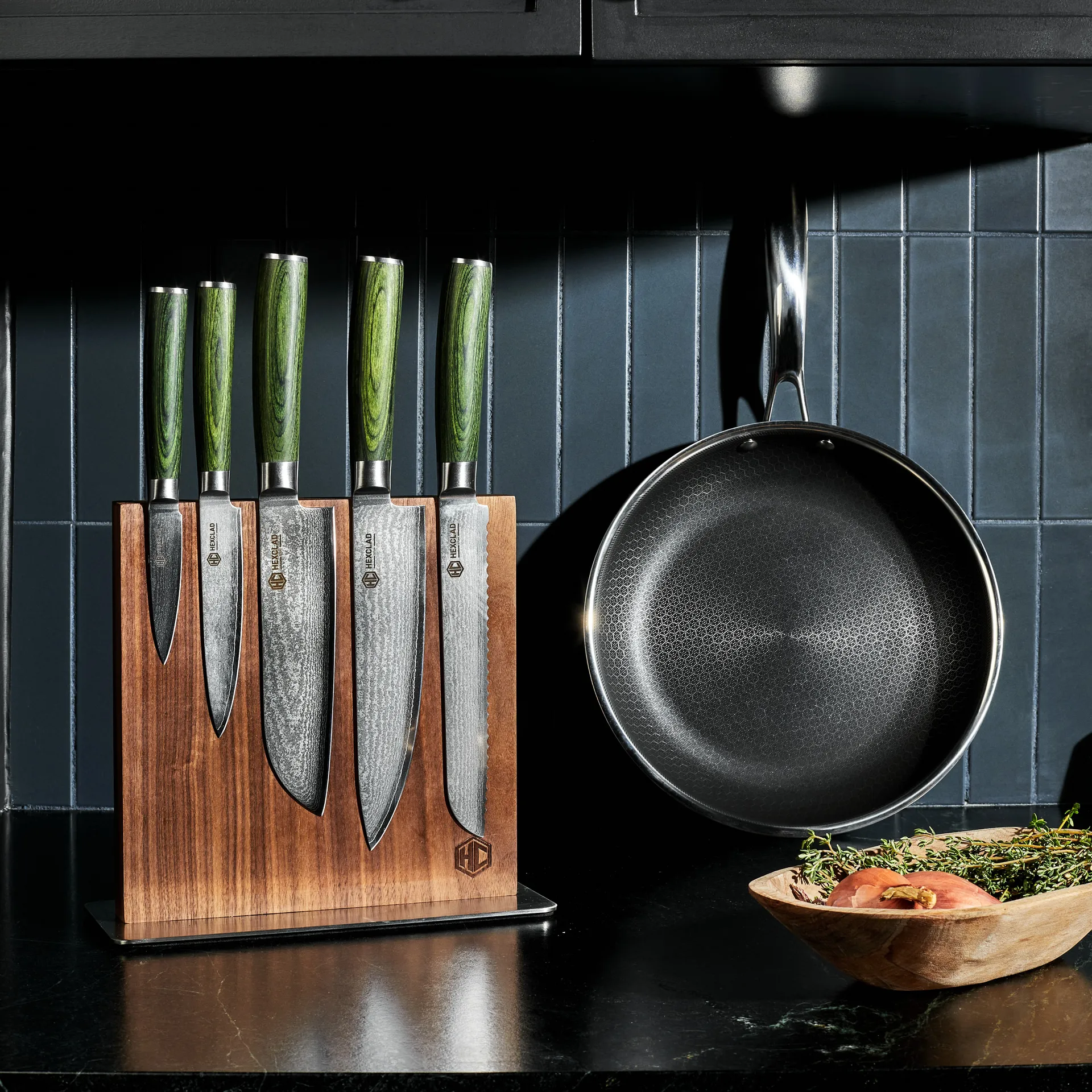 Hexclad knivblok, Valnød Hexclad