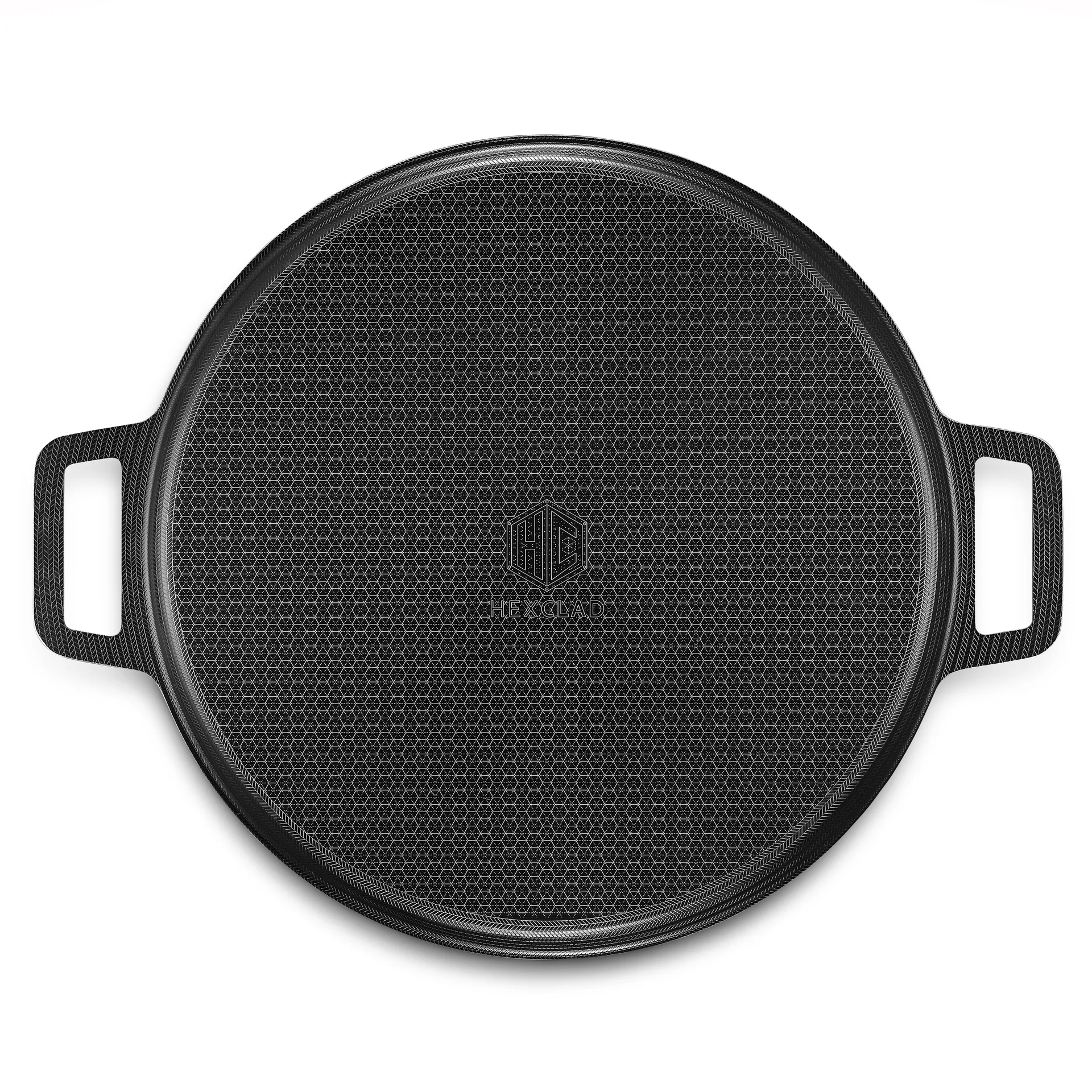 Hexclad pizzastål rund hybrid Ø35 cm, Rustfrit stål-svart Hexclad